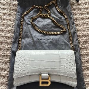 Balenciaga Hourglass croc-effect leather shoulder bag